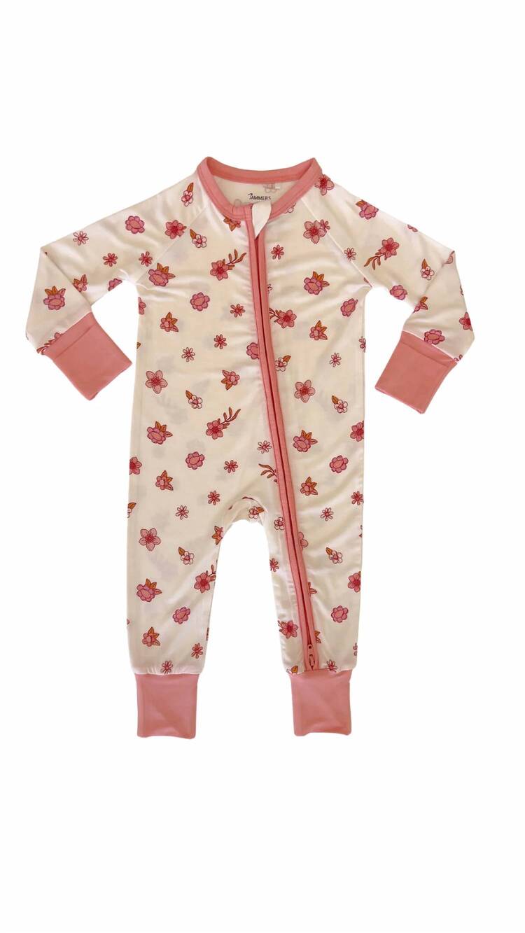 NEW IN MY JAMMERS girls stella zipper romper in pink